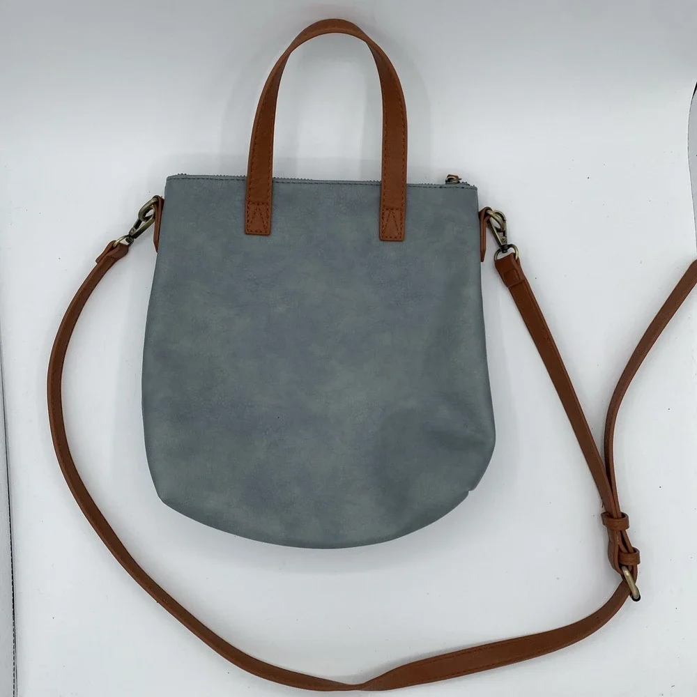 Antik Kraft Bree Crossbody Gray Blue Hand Bag Women's Double Handle Purse